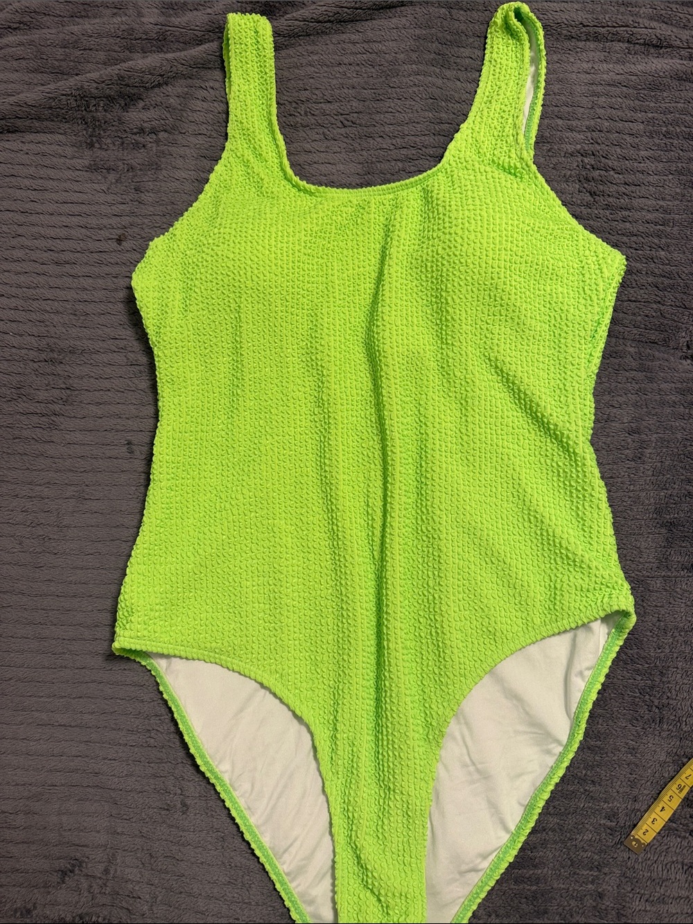 Neon Lime Textured One-Piece Swimsuit